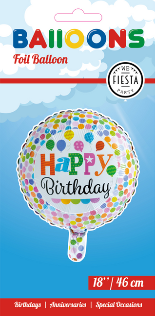 Heliumballon Happy Birthday Dots Dekoration 45cm leer