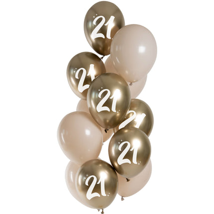 Goldene Ballons 21 Jahre Chrom 33cm 12 Stk.