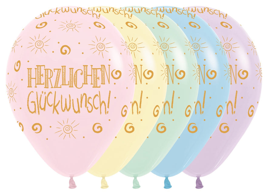 Luftballons Herzlichen Gluckwunsch Pastell Matte Mix 30cm 25pcs