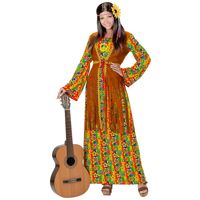 Hippie 60S Kleid Damen mit Weste