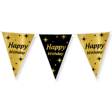 Flagline Happy Birthday Gold Schwarz 10m