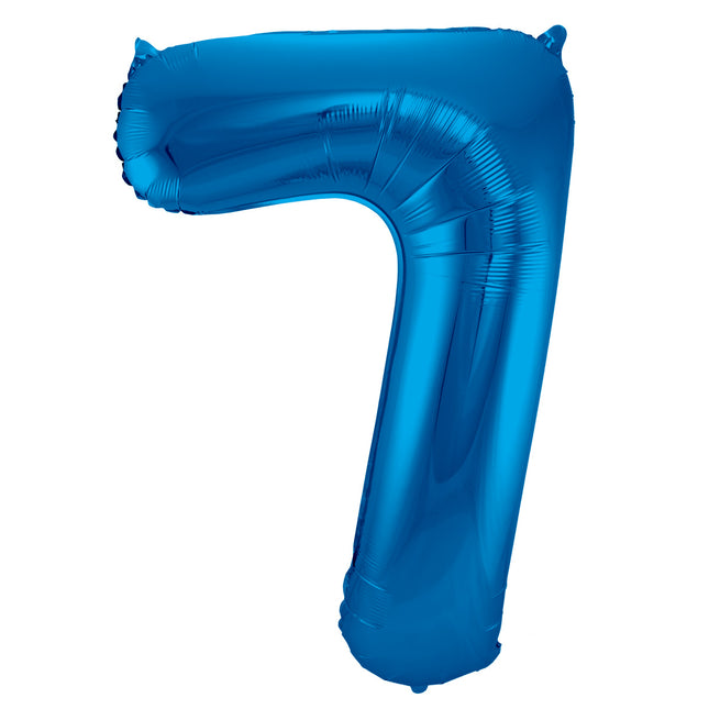 Folienballon Figur 7 Blau Metallic XL 86cm Leer