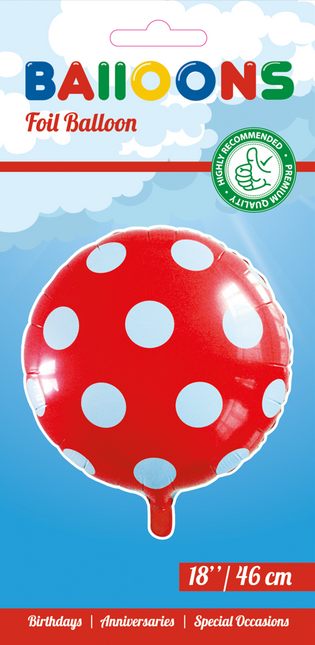 Helium Ballon Dots Rot 45cm Leer