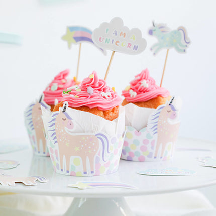 Einhorn Cupcake Toppers Regenbögen 12 Stück