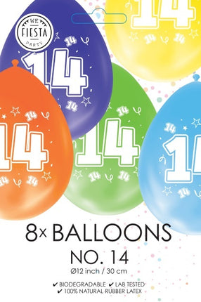 Bunte Ballons 14 Jahre 30cm 8Stück