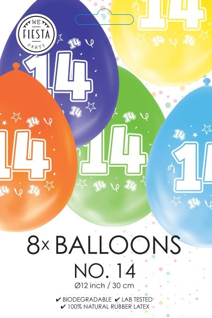 Bunte Ballons 14 Jahre 30cm 8Stück