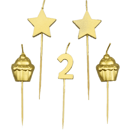 Kerzen 2 Jahre Cupcake Gold 17,5cm