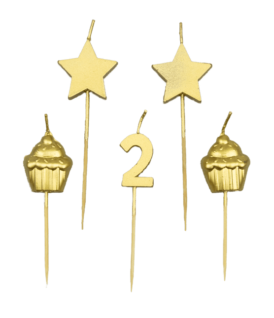 Kerzen 2 Jahre Cupcake Gold 17,5cm