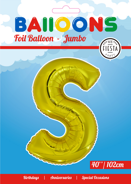 Folienballon Buchstabe S Gold XL 102cm leer