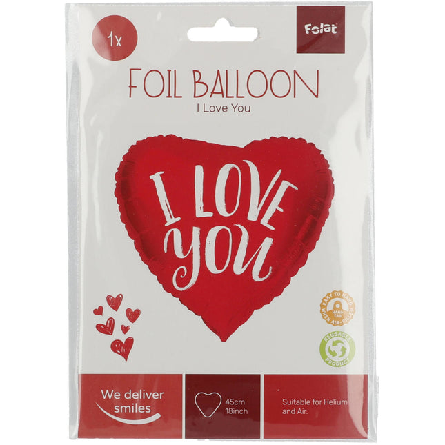 Heliumballon Herz I Love You Rot Leer 45cm