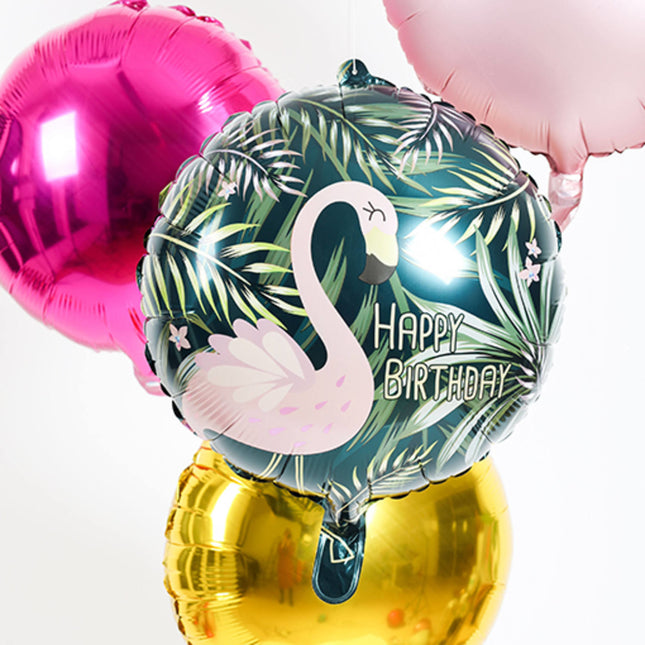 Heliumballon Happy Birthday Flamingo Leer 45cm