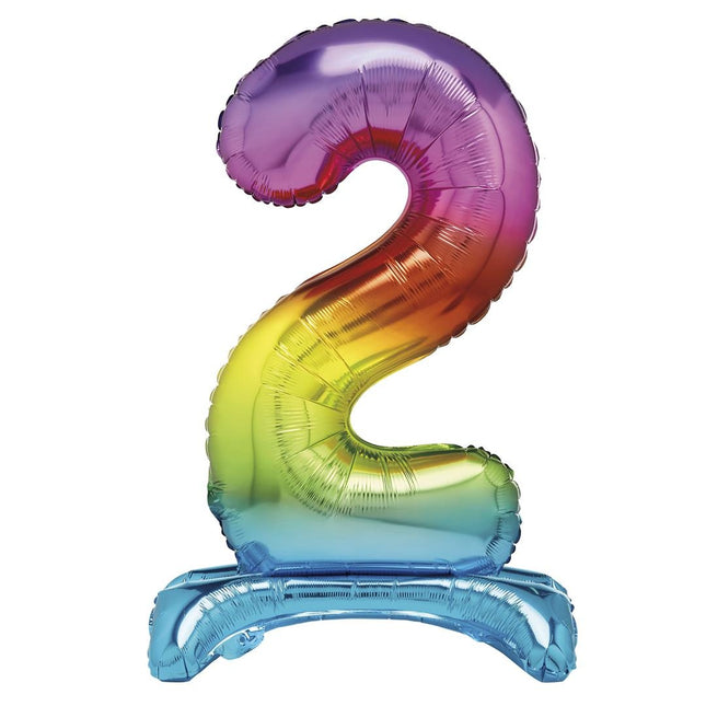 Regenbogenfigur Ballon 2 Jahre mit Standard 76cm