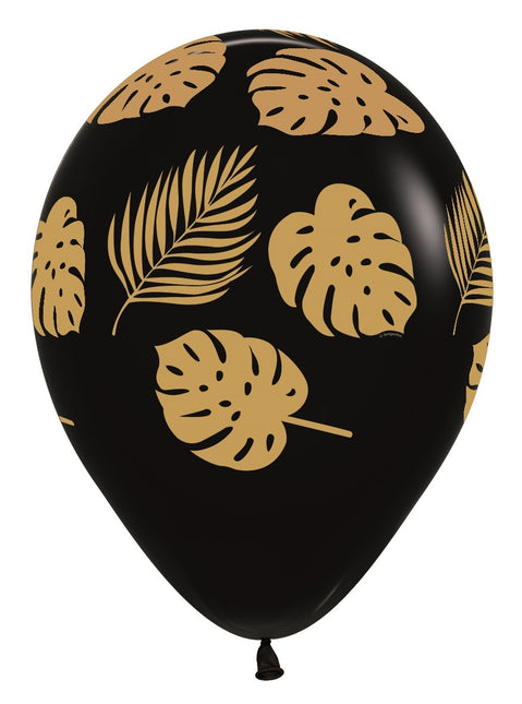 Ballons Blätter Schwarz Gold Druck 30cm 25Stk