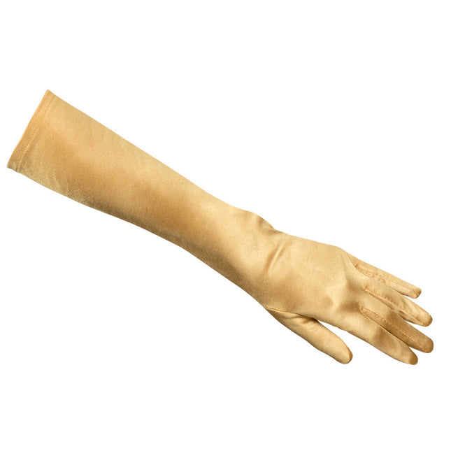 Handschuhe Lang Satin Gold