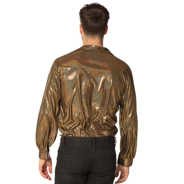 Disco Bluse Gold Männer Glitzer