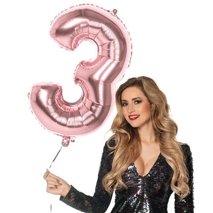 Rose Gold Figur Ballon 3 Jahre 86cm