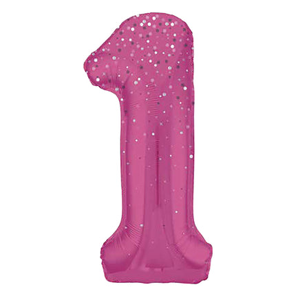 1 Jahr Figur Ballon Pink Dots 86cm