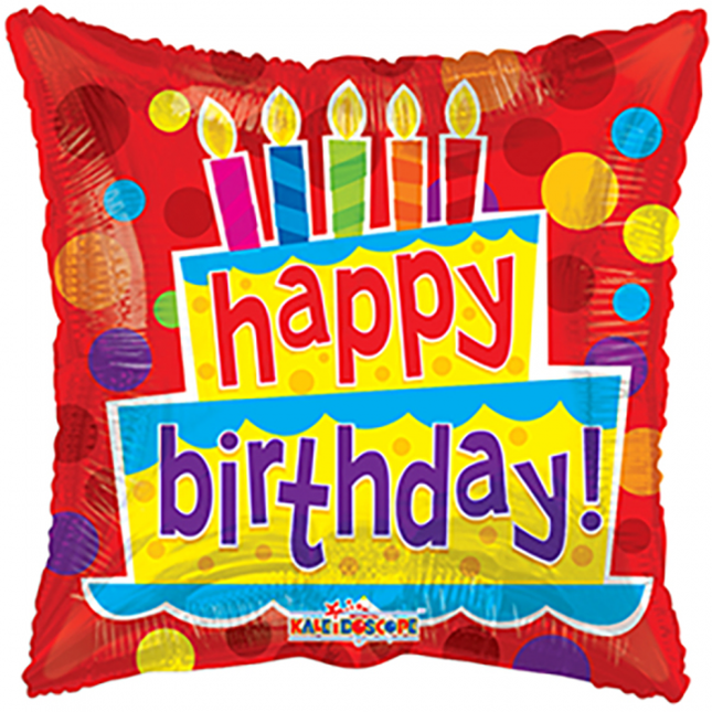 Heliumballon Happy Birthday Cake Square 45cm leer