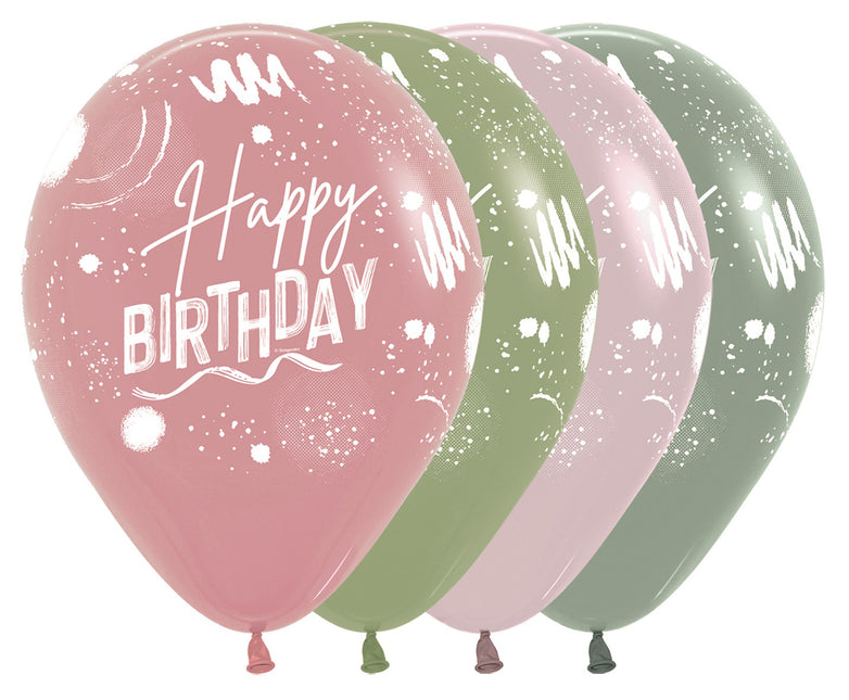 Ballons Happy Birthday Pinsel Design Mix 30cm 25Stk