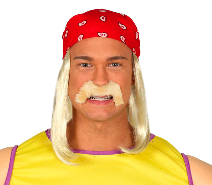 Hulk Hogan Wrestler Perücke und Schnauzbart