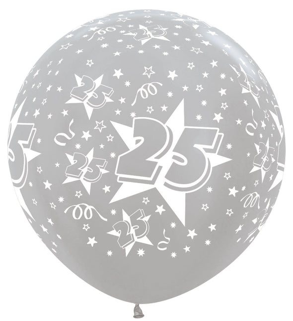 Ballons Nummer 25 Silber 91cm 2Stk