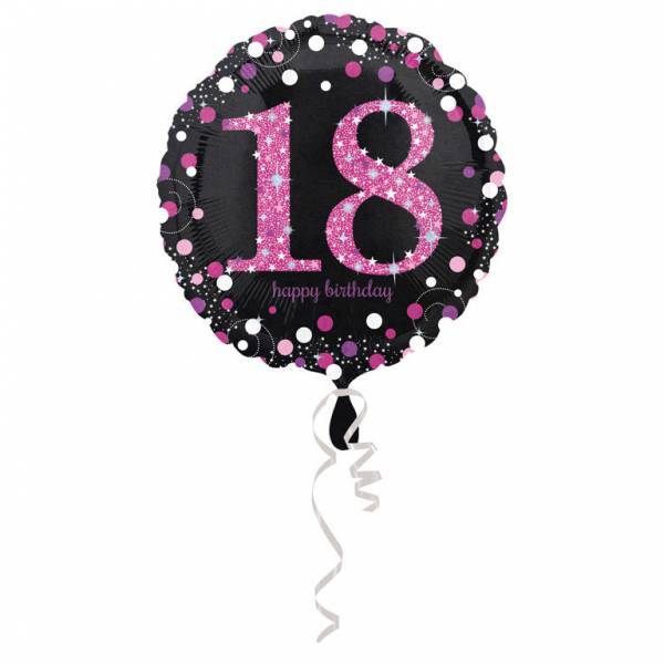 Helium Ballon 18 Jahre Rosa 43cm leer