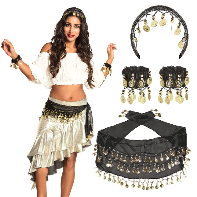 Accessoire Set Black Belly Dancer 4 Stück