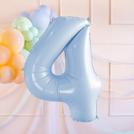 4 Jahre Figur Ballon Hellblau Leer 72cm