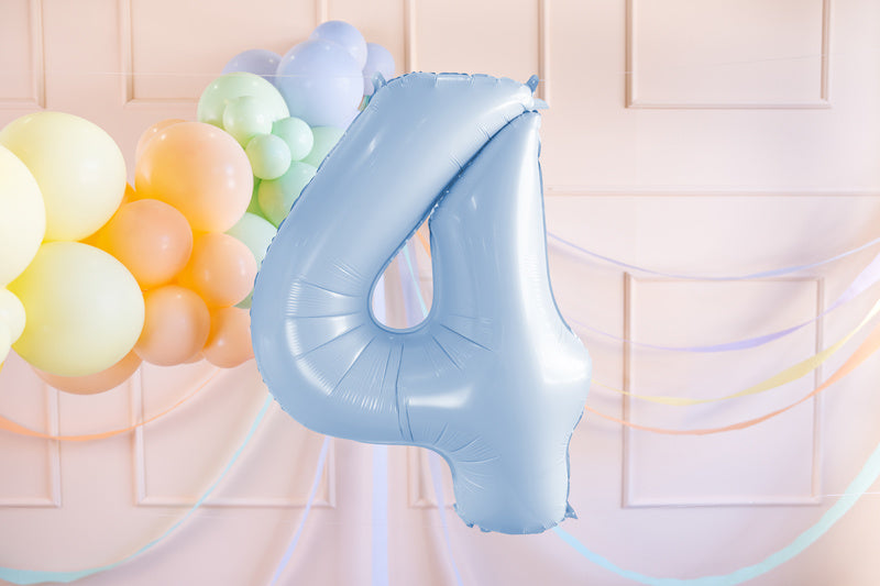 4 Jahre Figur Ballon Hellblau Leer 72cm