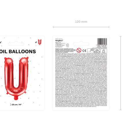 Folienballon Buchstabe U Rot Leer 35cm