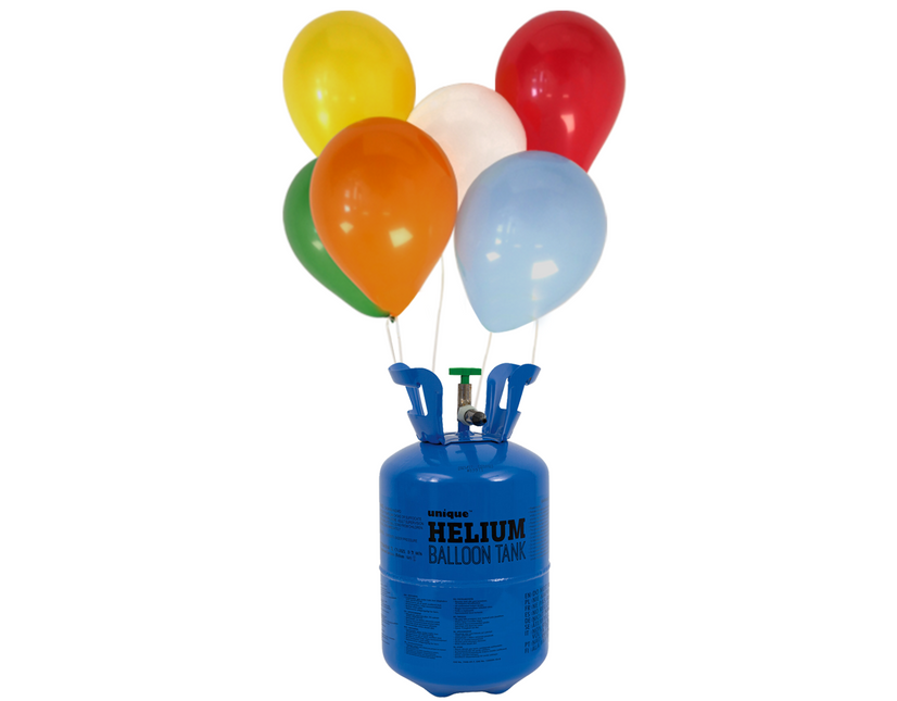 Heliumflasche mit 30 Luftballons und Schleife