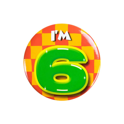 Ich bin 6 Button 6 Jahre 5,5cm