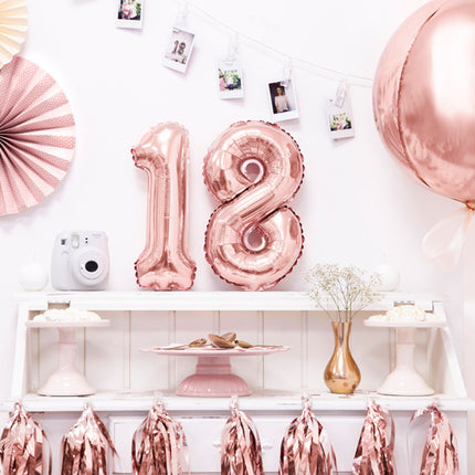 Helium Ballon Rund Rose Gold Leer 40cm