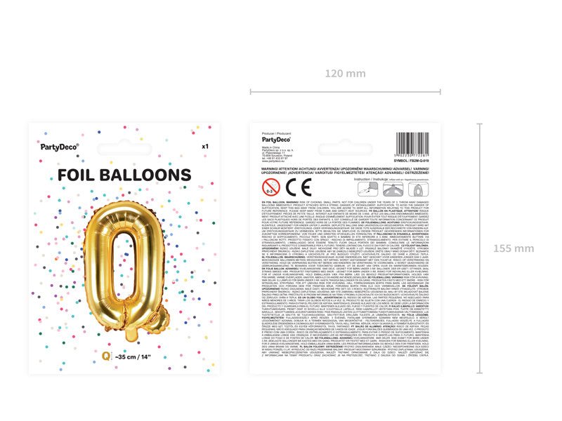 Folienballon Buchstabe Q Gold Leer 35cm