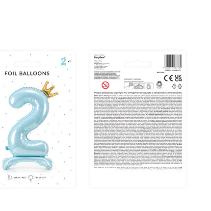 Folienballon Figur 2 Hellblau Standard Leer 84cm