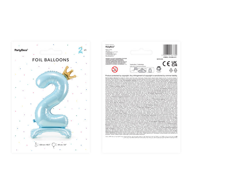 Folienballon Figur 2 Hellblau Standard Leer 84cm