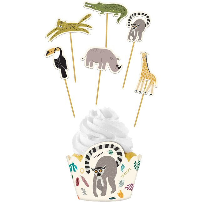 Dschungel Tiere Cupcake Toppers 12 Stück