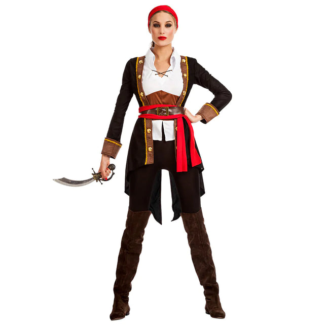 Piratenkostüm Schwarz Rot Damen