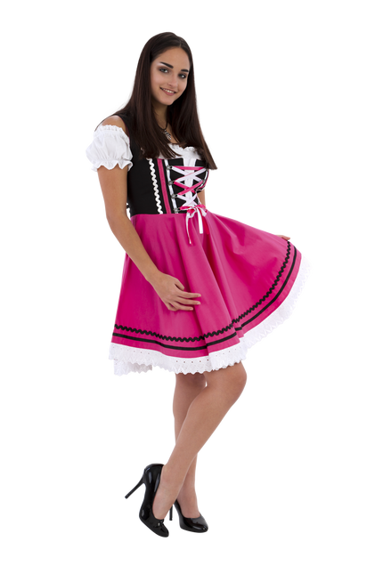 Oktoberfest Dirndlkleid Oktoberfest Schwarz Rosa Damen 2 Stück