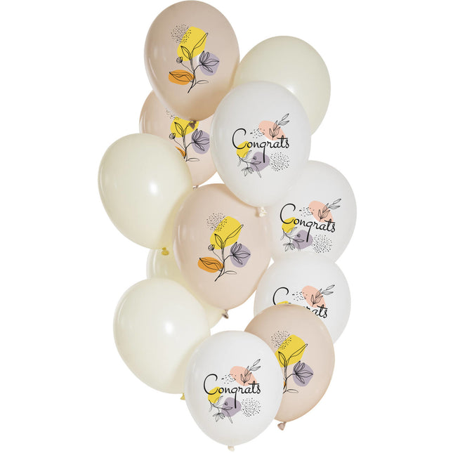 Ballons Glückwünsche Blumen 33cm 12Stk