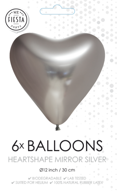 Herz Ballons Silber 30cm 6Stk