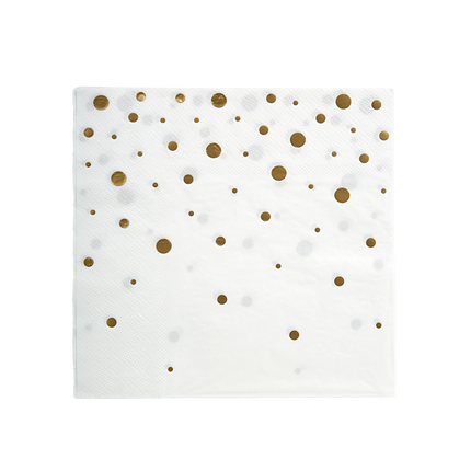 Servietten Gold Dots Weiß 17cm 16Stück