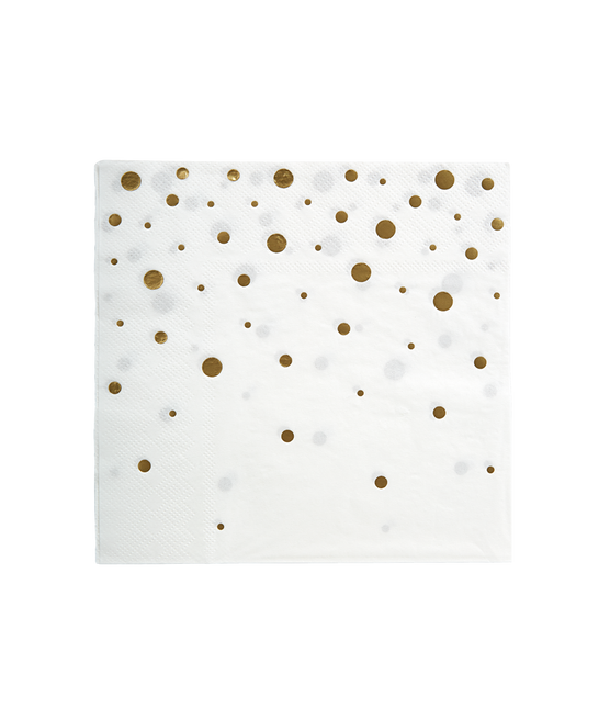 Servietten Gold Dots Weiß 17cm 16Stück