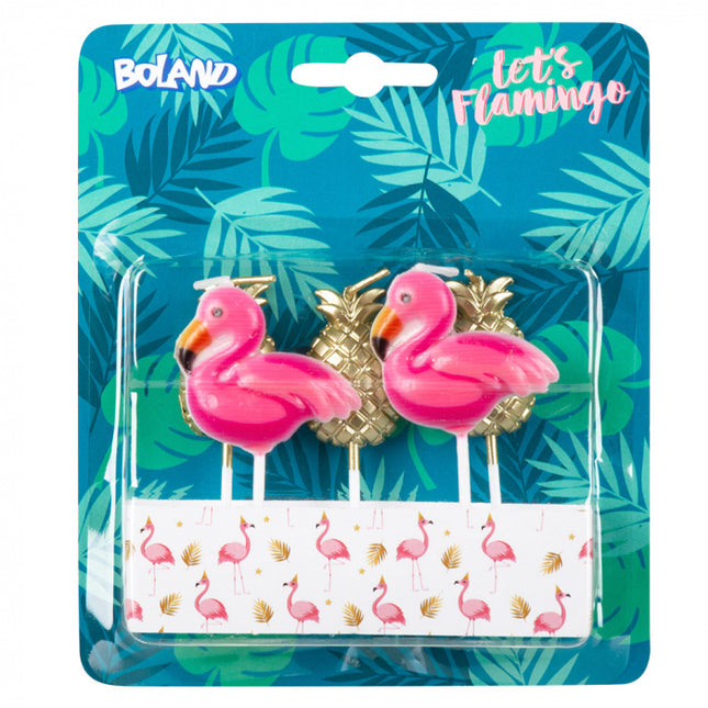 Hawaii Kerzenset Flamingo 7cm 5 Stück