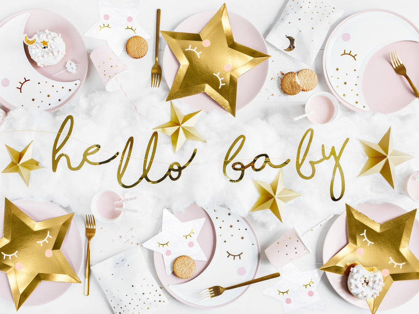 Geburtsgirlande Hello Baby Gold 70cm