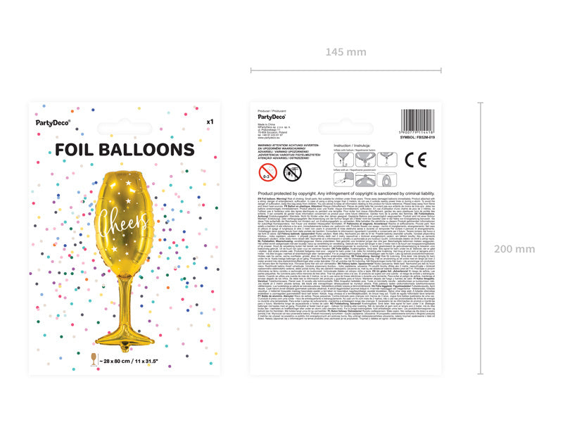 Helium Ballon Champagner Glas Leer 80cm