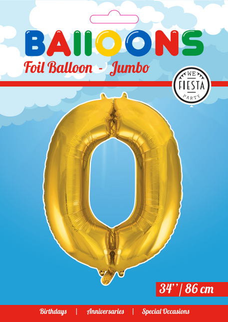 Folienballon Figur 0 Gold XL 86cm leer