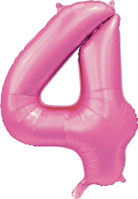 Rosa Figur Ballon 4 Jahre Glanz 86cm