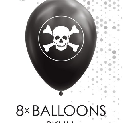 Schwarze Piratenballons 30,5cm 8Stk.