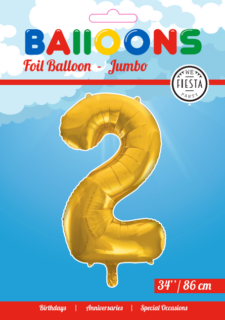 Folienballon Figur 2 Gold XL 86cm leer